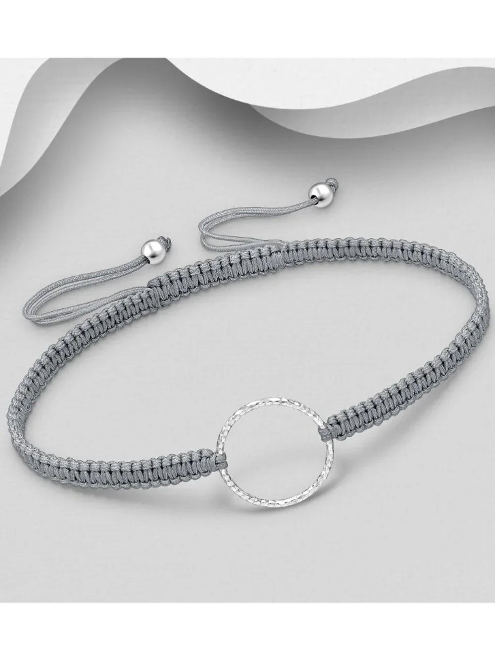 925 Sterling Silver Circle Adjustable Thread Bracelet